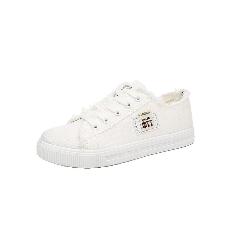 New Style Comfortable Casual Flat White Shoes Canvas Low-Top Cross-Strap Lightweight Sports Shoes For Women