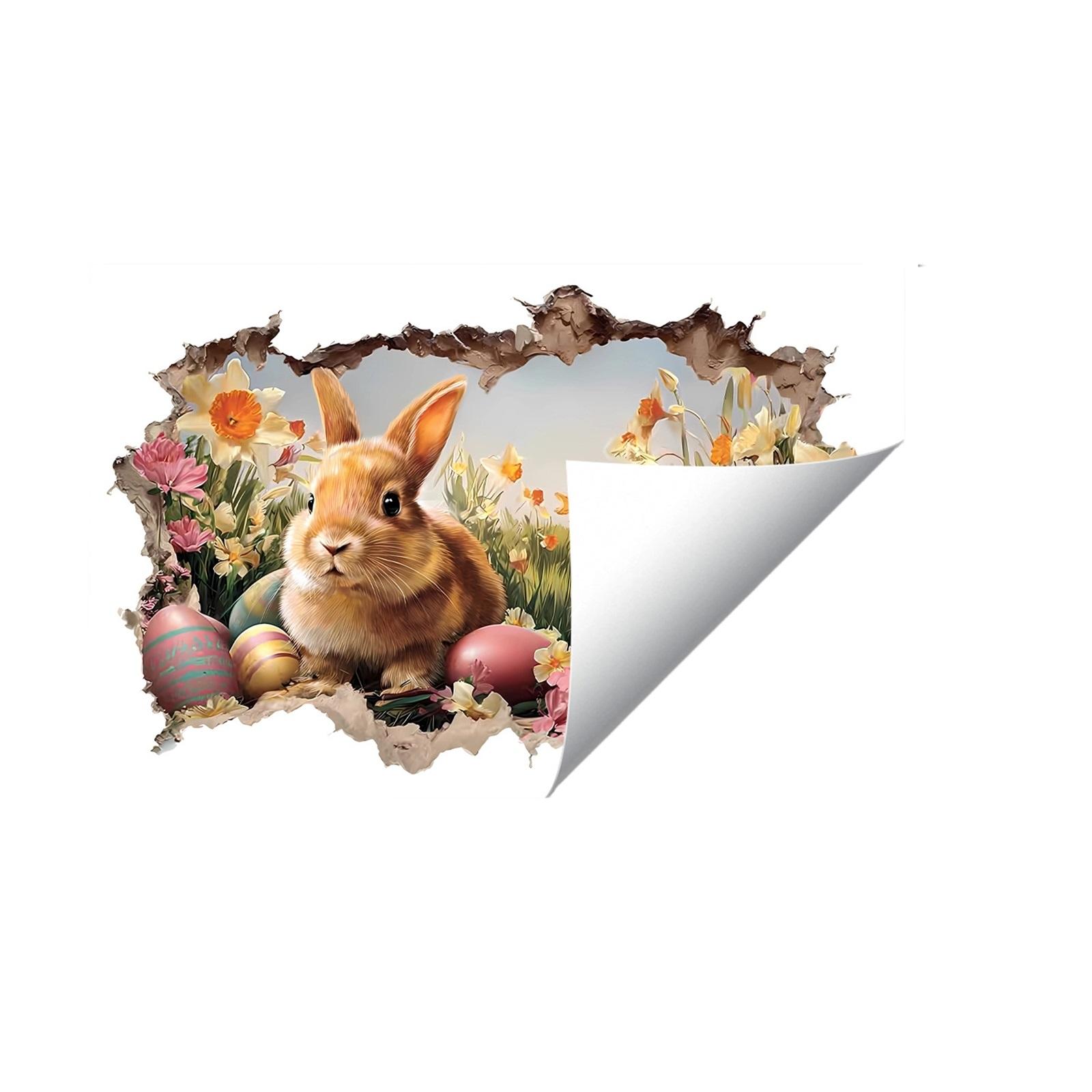 

Easter Bunny Easter Egg Flower Wall Stickers Suitable For Bedroom, Living Room, Children s Room, Holiday Decoration And Beautification Stickers one size