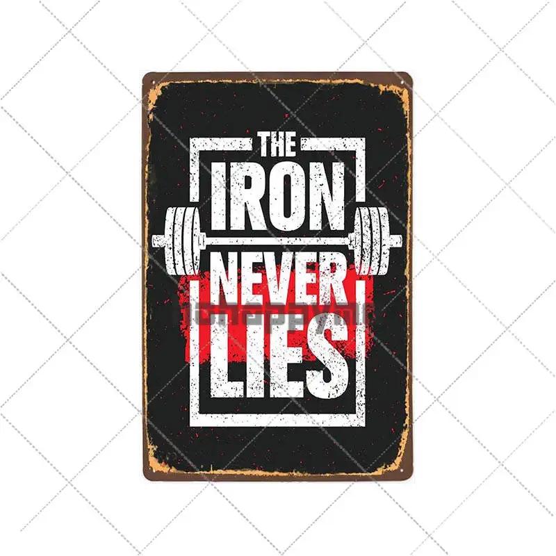 Gym Rule Metal Sign Fitness Motivational Quotes Poster Work Out Plaque Man Cave Pub Bar Wall Decorative Vintage Plate 20x30cm