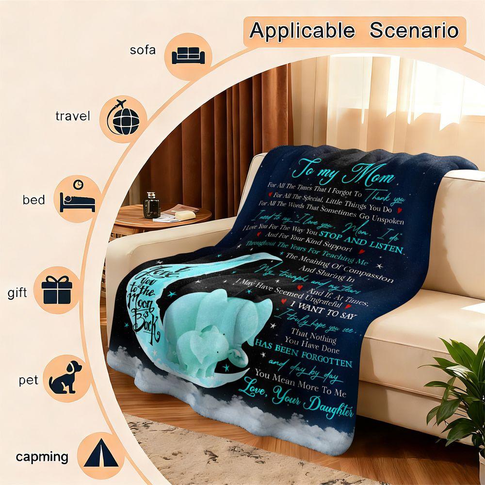 Personalized To My Mom Flannel Blanket Gift for Mom from Daughter Soft Cozy Throw Blanket for Bed Sofa Couch Home Decor