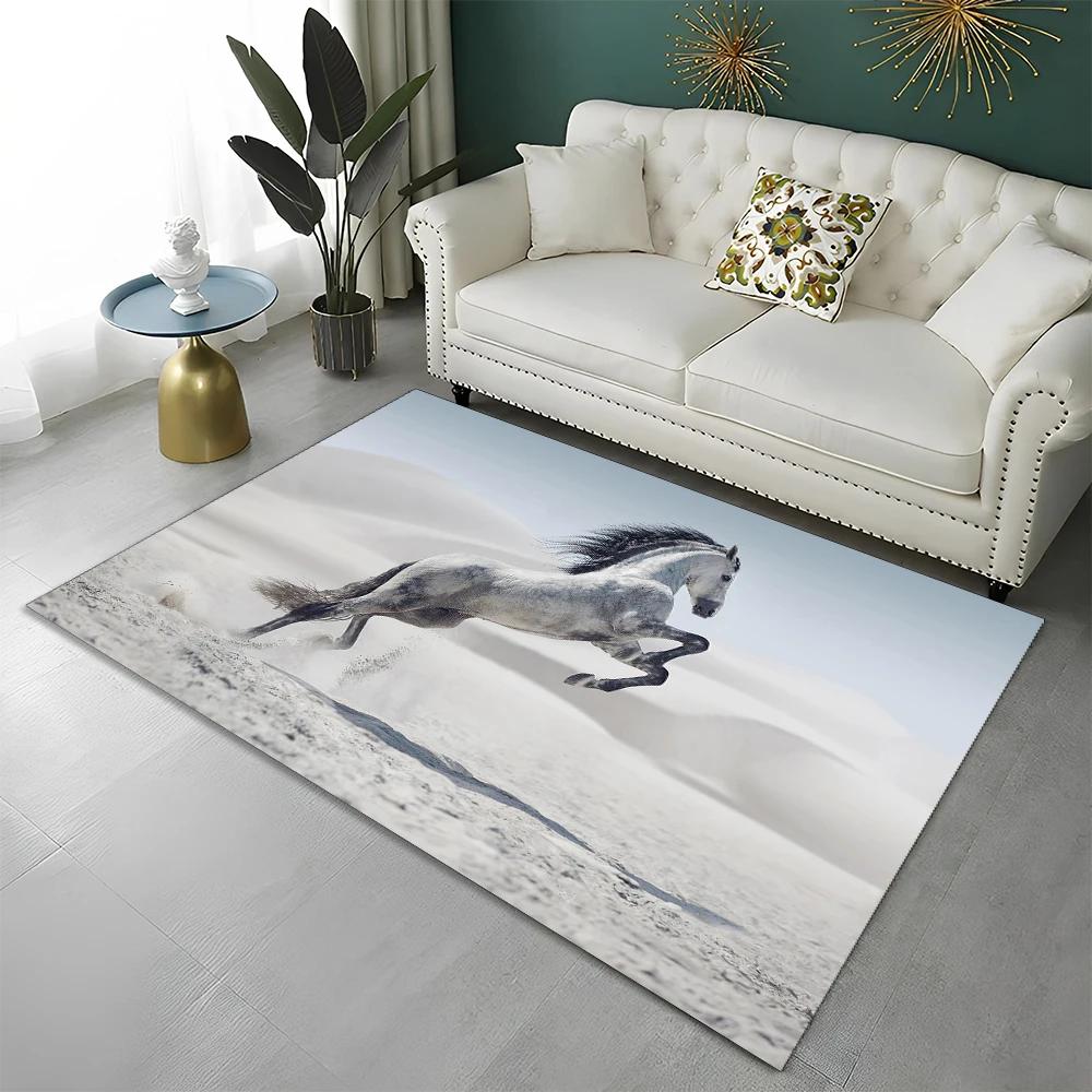 3D Animal Pentium Gallant Horse Steed Carpet Rug for Home Living Room Bedroom Sofa Doormat Decor,kid Area Rug Non-slip Floor Mat