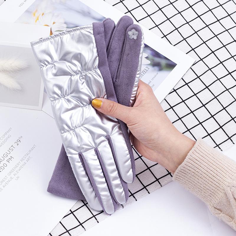 

Женские перчатки Пух Хлопок Сохраняют тепло Зимние Женские Водонепроницаемые Термальные Флисовая подкладка Сенсорный экран Нескользящие Для езды на мотоцикле One size