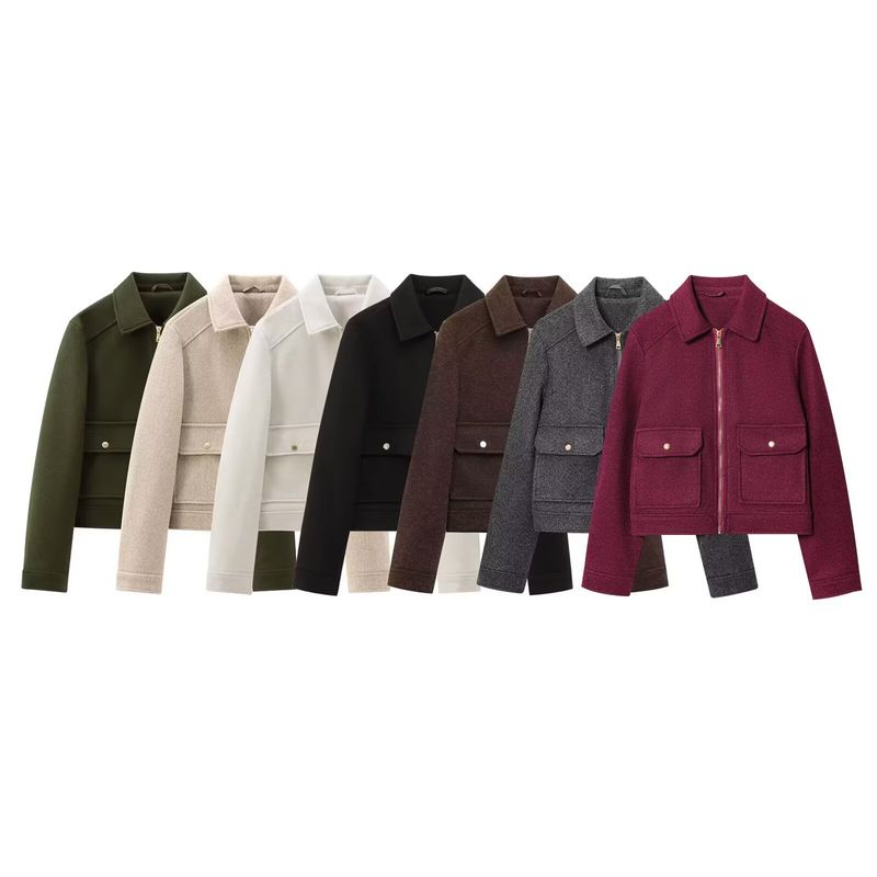 Kaslead New Women Clothes Western Style Fashion Simple Zipper Ornament Soft Jacket 3046287