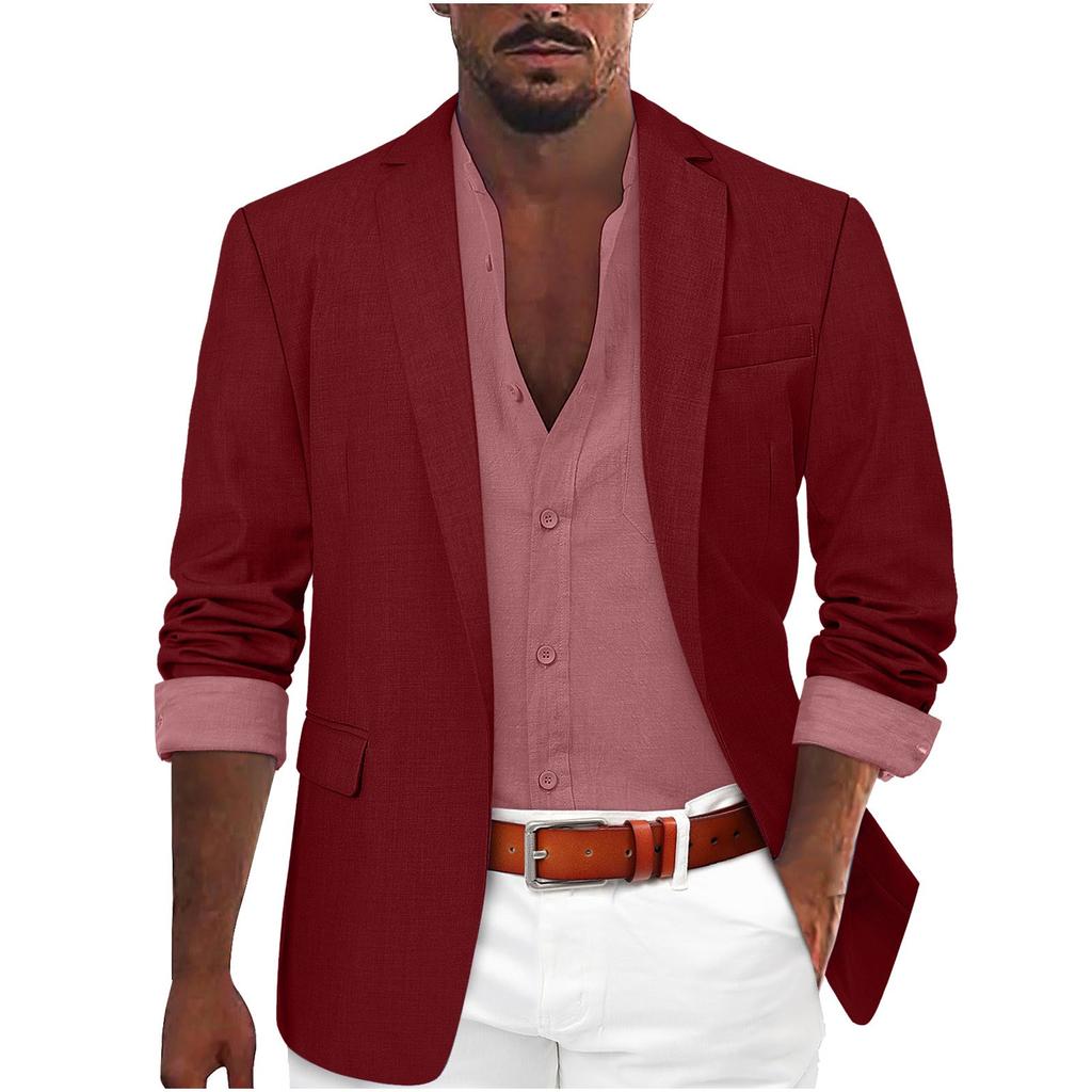Men's Spring and Autumn Seasons Solid Color Jacket Men's Casual Fashion One-button Jacket