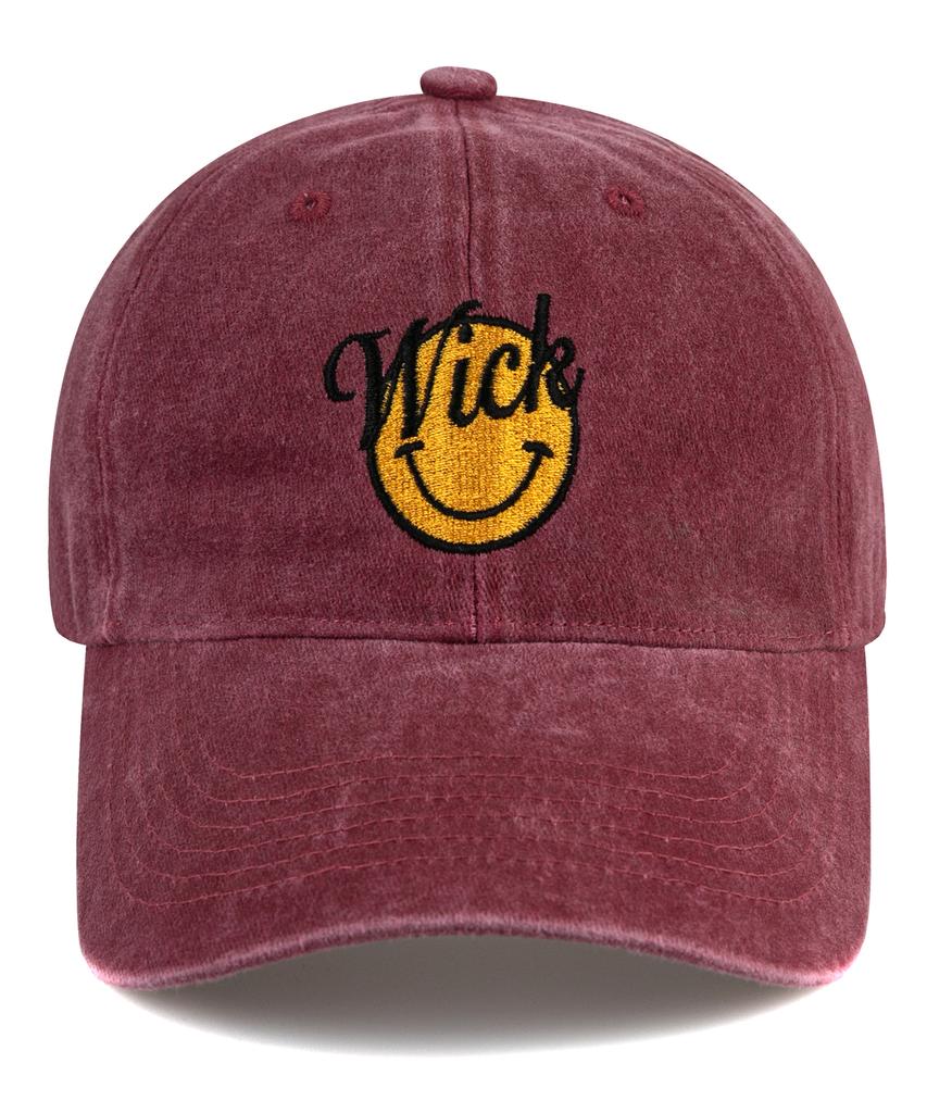 Wig Smile Stonewashed Ball Cap - Burgundy