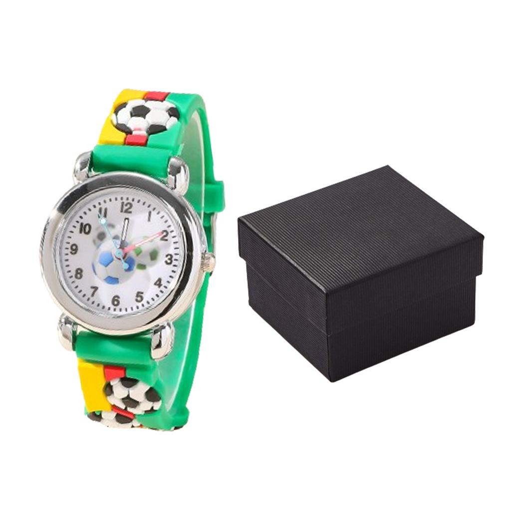 1pc/2pcs-Fashionable Cartoon Football Children's Quartz Watch, Watch Bracelet, Box Set, Ideal Choice for Gift Giving