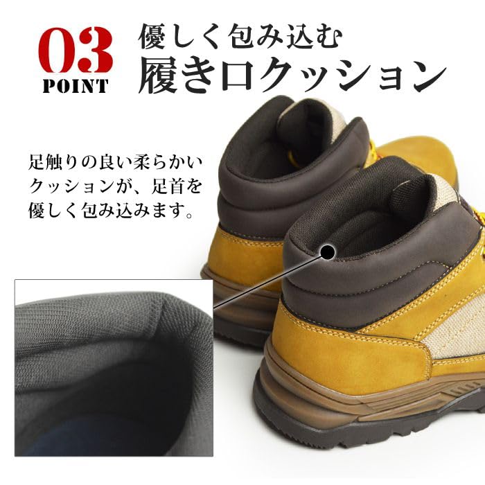 LiBERTO EDWIN Waterproof Work Rain Short Size 28cm Men's Boots, Boots, Mid-Cut Boots, Non-Slip, Men's Shoes, L50524, Yellow,