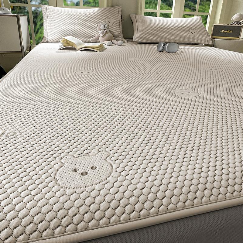 3Pcs Waterproof Fit Sheet Solid Color Mattress Cover With Elastic Band Bedsheet Double Queen King Size Fitted Sheet