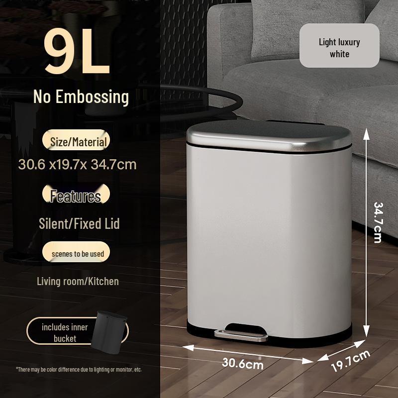 Stainless Steel Soft-Close Foot-Operated Trash Can for Kitchen, Living Room, and Bathroom