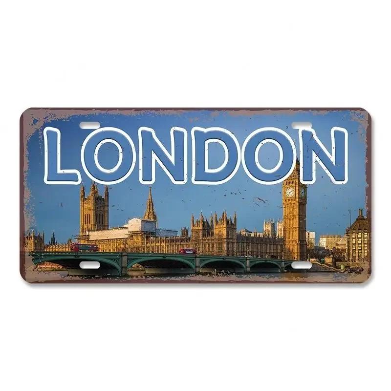 Vintage Metal Tin Signs Decors Country Capital City License Plate Retro America France Brazil Turkey Metal Posters Cafe Club Bar
