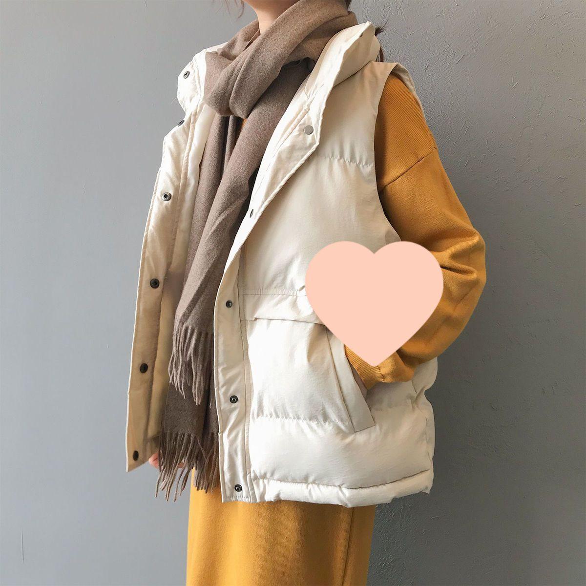 

Women s Plus Size Cotton Vest: Fashionable, Versatile, and Warm for Autumn and Winter XL (125-140 lbs) брудно-білий