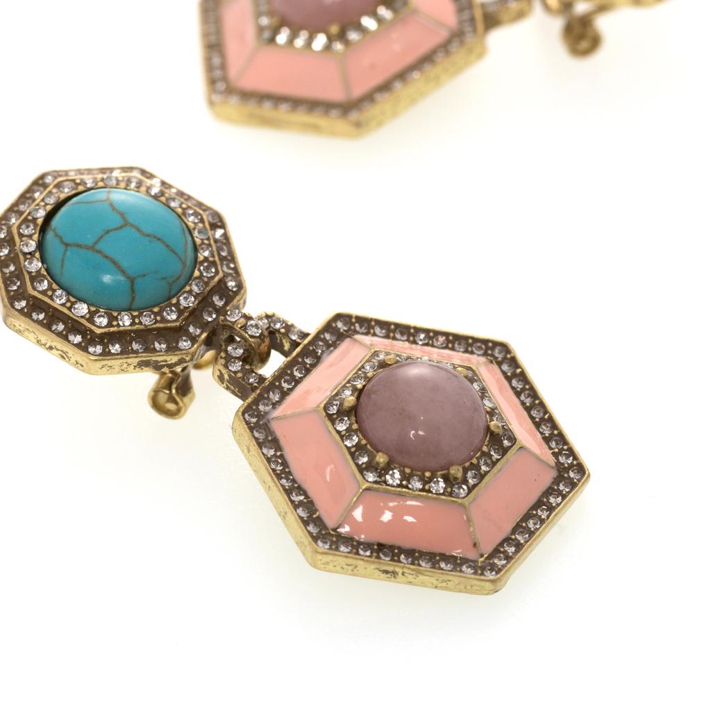 Natural Green Pine Earrings Silver Needle Inlay High Sense Geometric Versatile Internet Celebrity Women'S Jewelry New