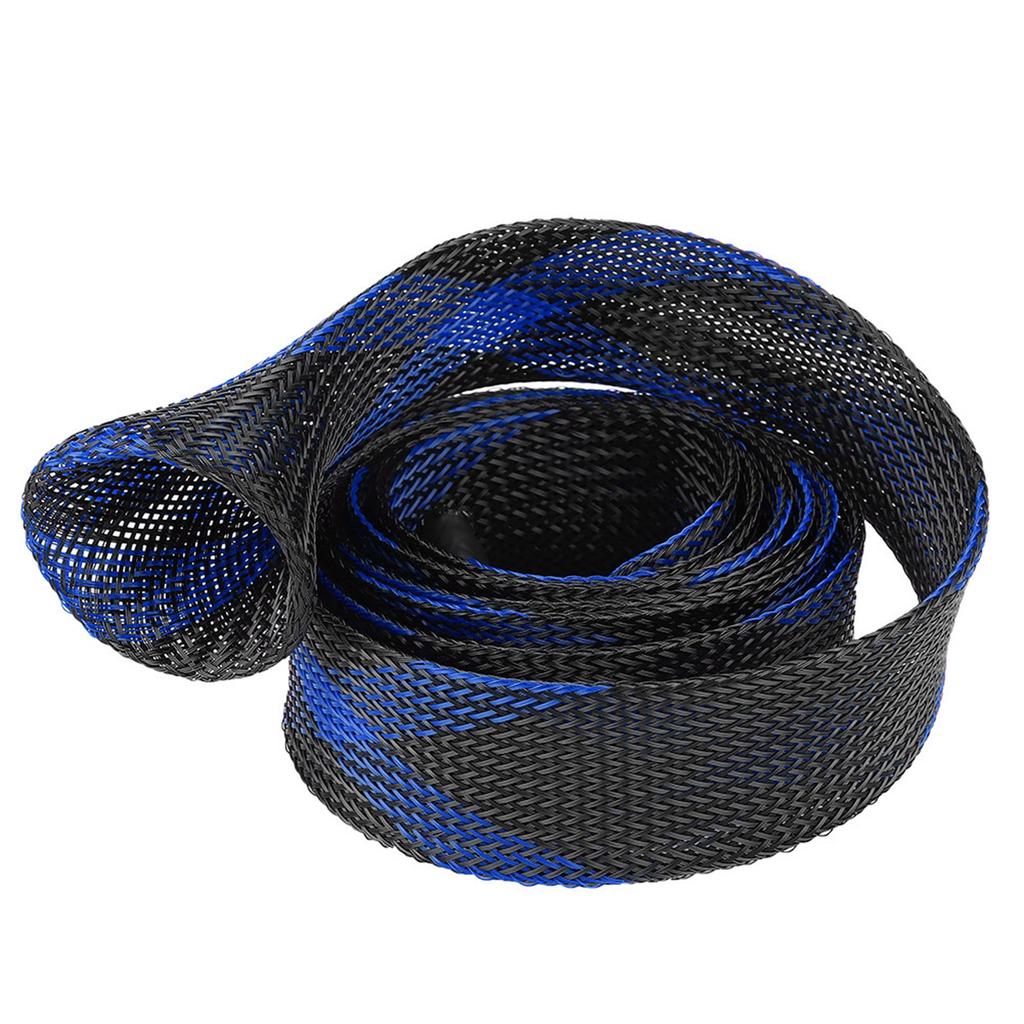 Protector de cubierta de poste de caña de pescar de fundición expandible de manga trenzada (Azul negro)