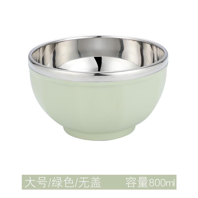 304 Stainless Steel Rice Bowls Household Double-layer Heat Insulation Solid Tableware 15cm Children Adult Blue Dining Bowl 15cm