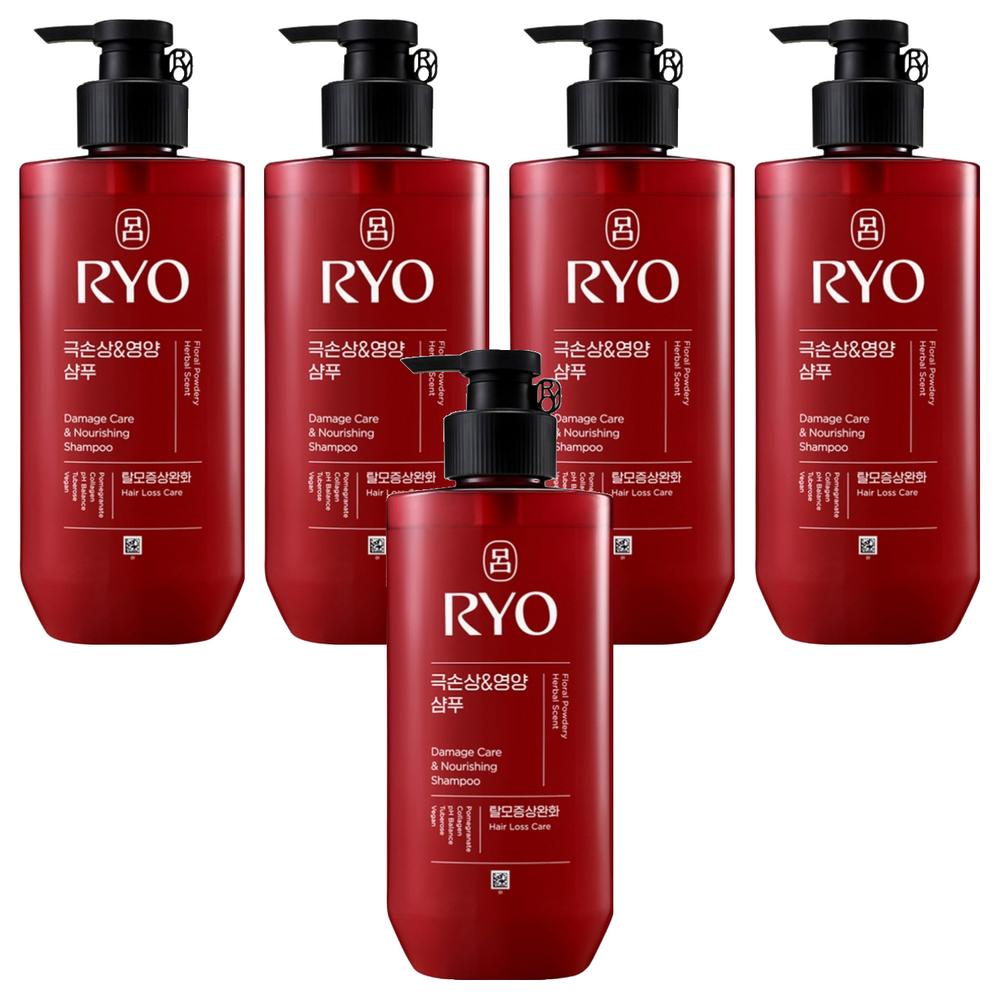 Ryeo Hamvit Extreme Damage & Nourishing Shampoo for Hair Loss Relief Floral Powdery Scent 480ml 5 pcs