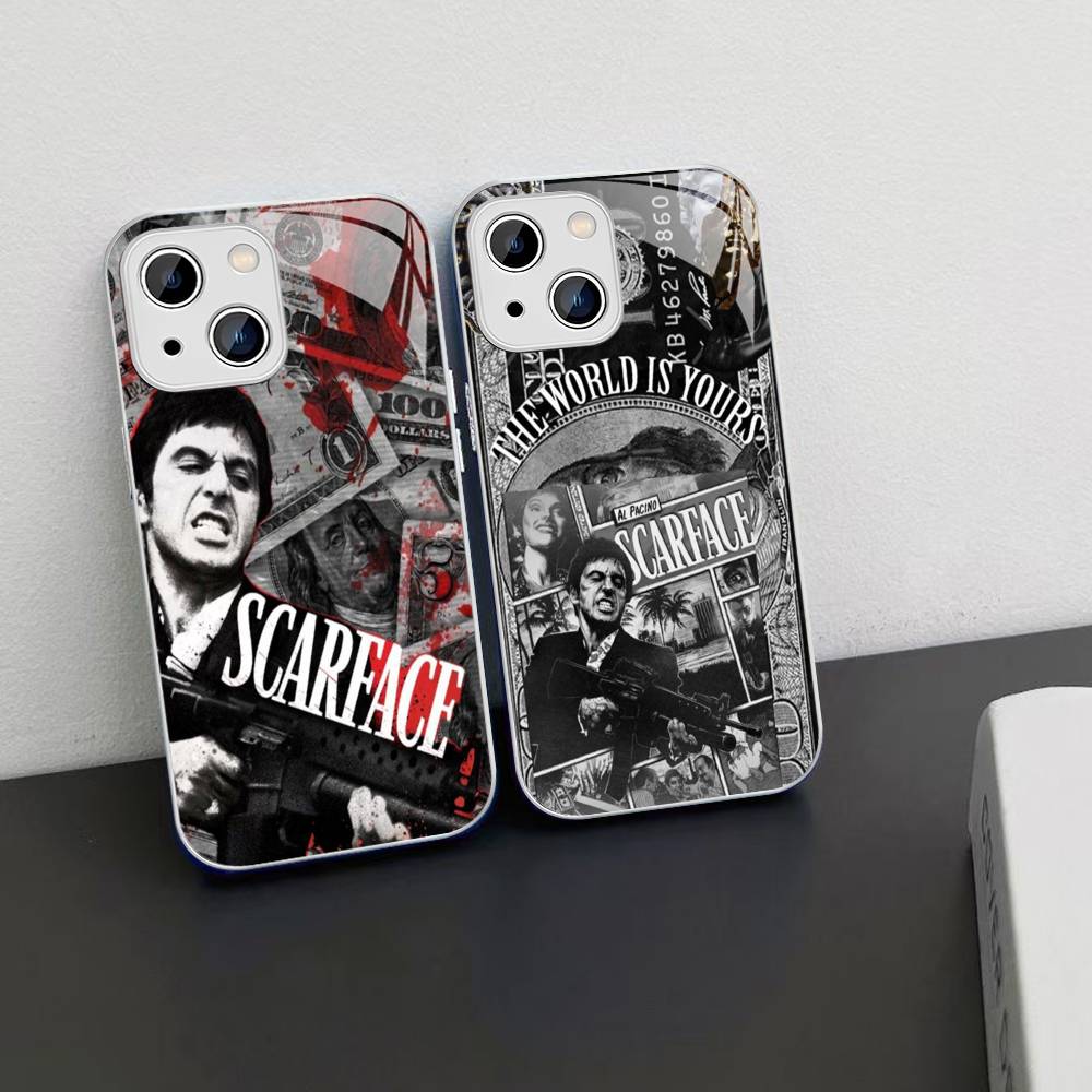 Classic S-Scarface Film Tony For iPhone 14 13 12 Mini 11 Pro XS Max X XR 14 Plus Tempered Glass Cover