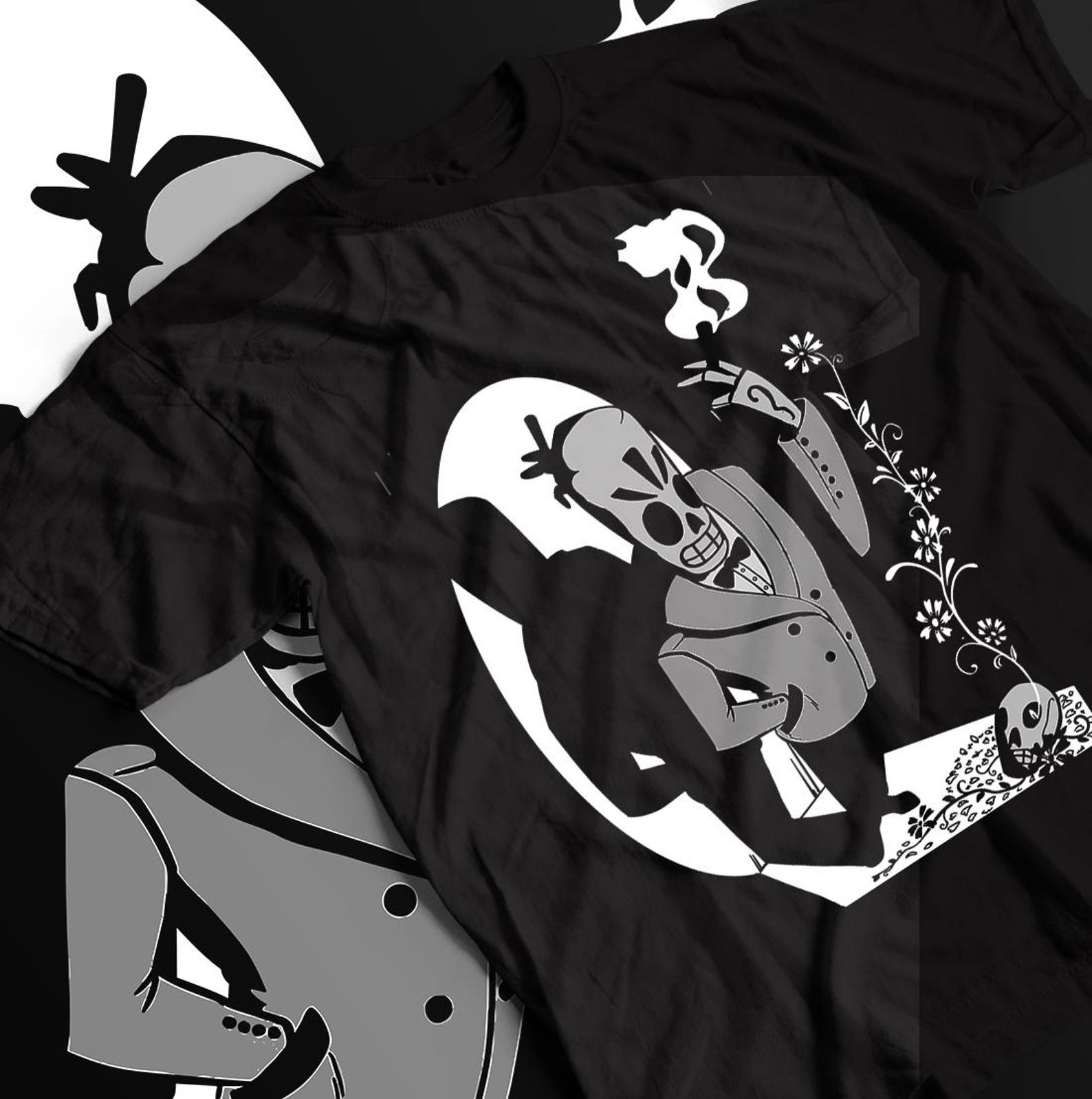 Unisex Grim Fandango Gaming T-Shirt, Manuel Calavera Retro Shirt L
