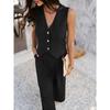 Casual Vacation Solid Color Vest Wide-leg Trousers Set