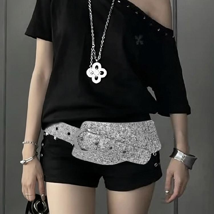 Fashion Forward Women's Waist Belt Glossy Silver PU Waist Sash Casual to Formal Wear for Contemporary Lady Girls