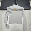 Solid Spliced Metal Buckle Slimming T Shirts for Women Turtleneck Sleeveless Minimalist T Shirt Female Fashion New