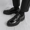 Carved Large Size Glossy Brock Leather Shoes British Style Dress Business Casual Shoes Black Platform Men's Shoes