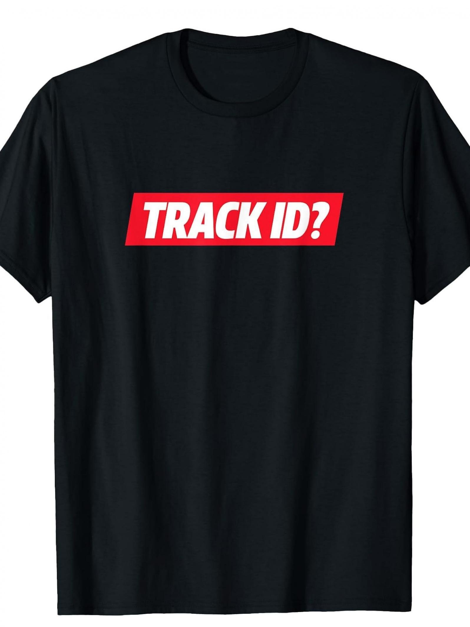 

Men s Heavyweight Cotton T-Shirt TRACK ID Techno EDM Rave Party Tee Black Red Text Concerts Music Festivals Round Neck Shirt S разноцветный