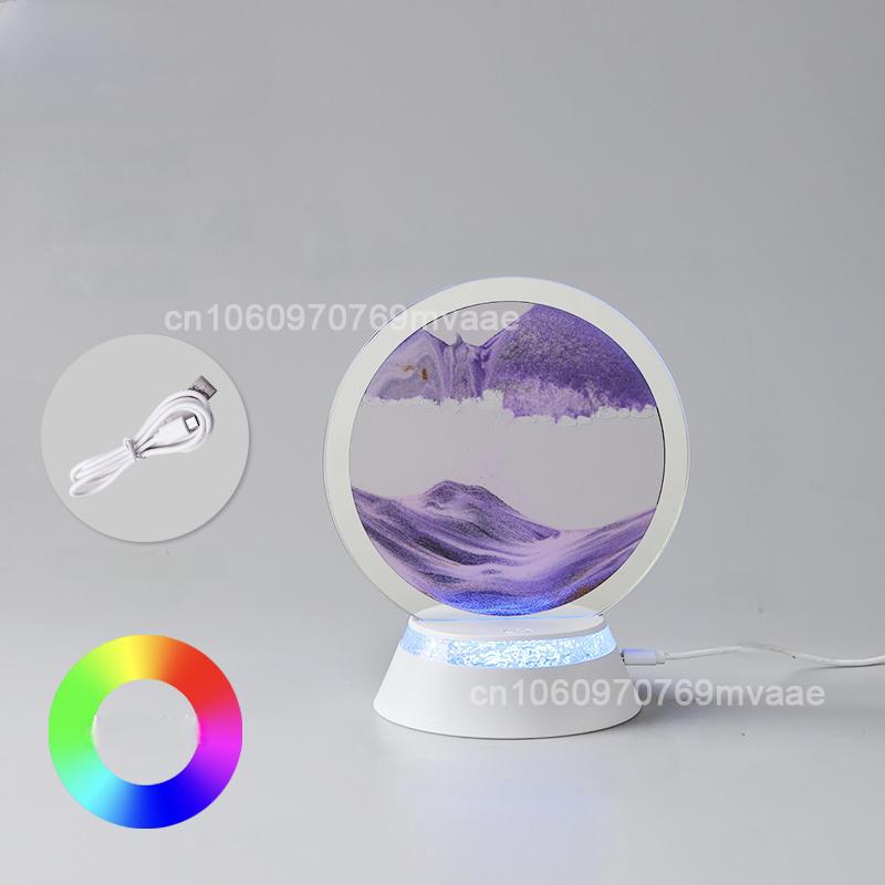 Sandscape Moving Sand Art LED Table Lamp with 7 Color Quicksand Night Light 3D Hourglass Bedside Lamp Office Home Decor Gifts