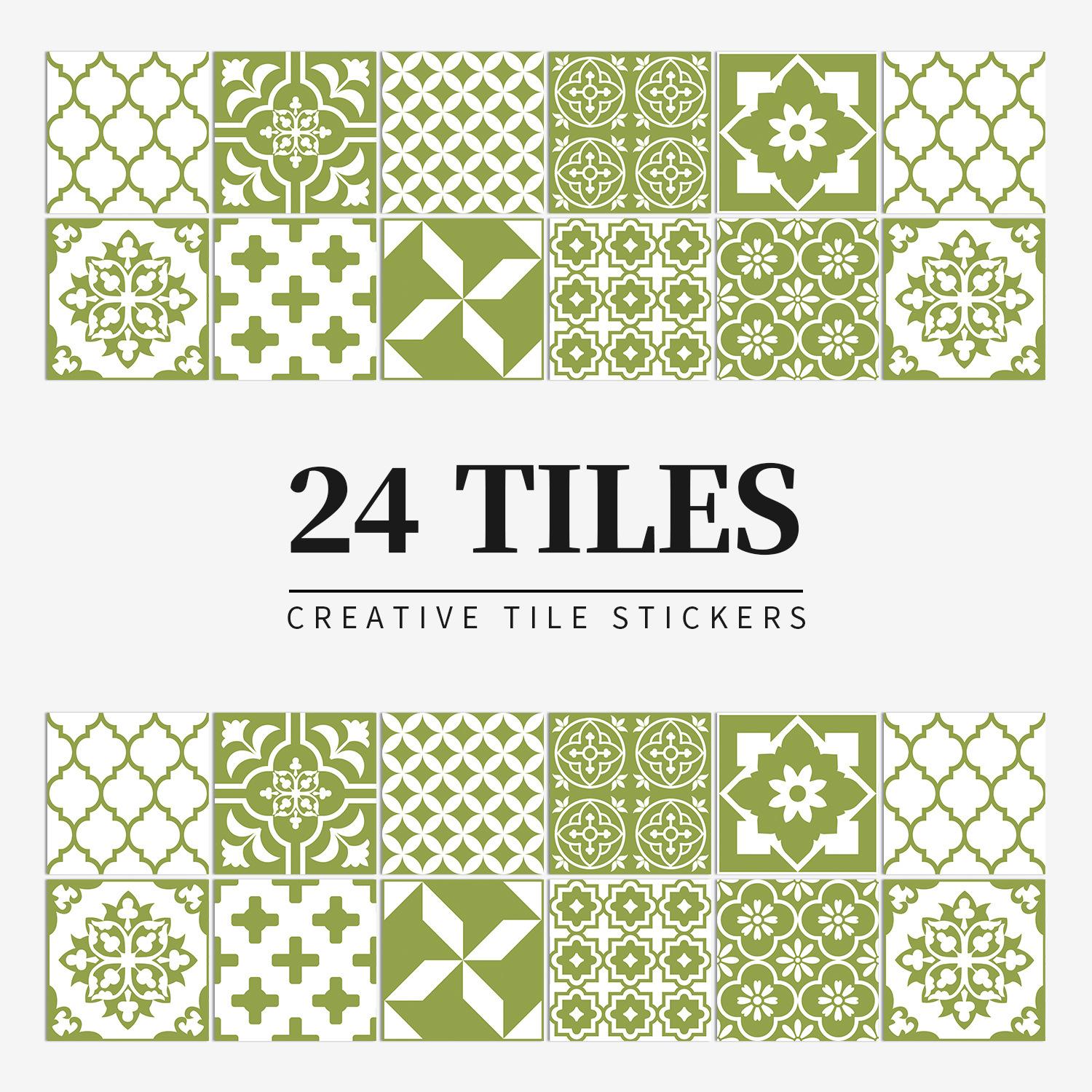 

24 штуки Европейская мандала цветок кирпич самоклеящаяся ПВХ наклейка на стену водонепроницаемая подходит для кухни и ванной комнаты наклейка на плитку 10*10CM*24PCS