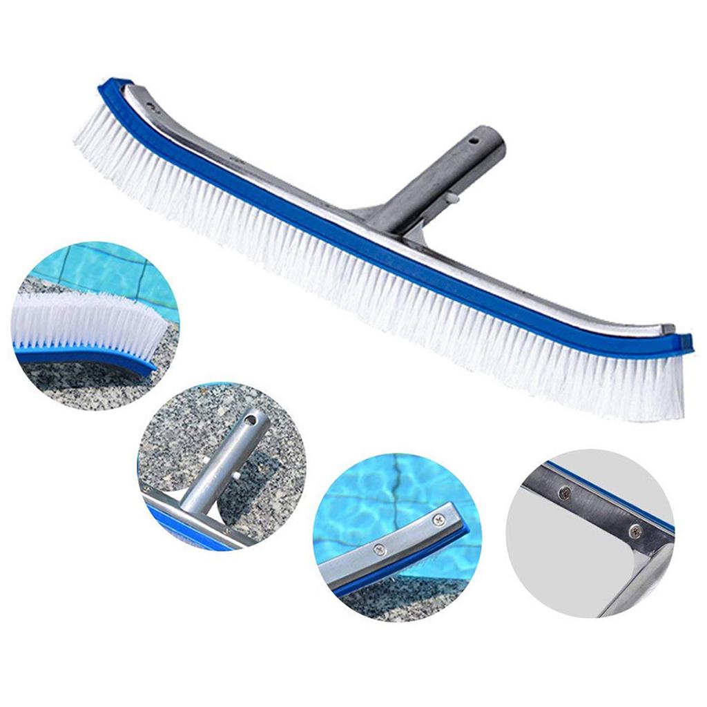 Heavy Duty Wall and Floor Pool Brush 18inch Aluminum Swimming Pool Cleaning Brush for Walls Tiles Floors 1PC