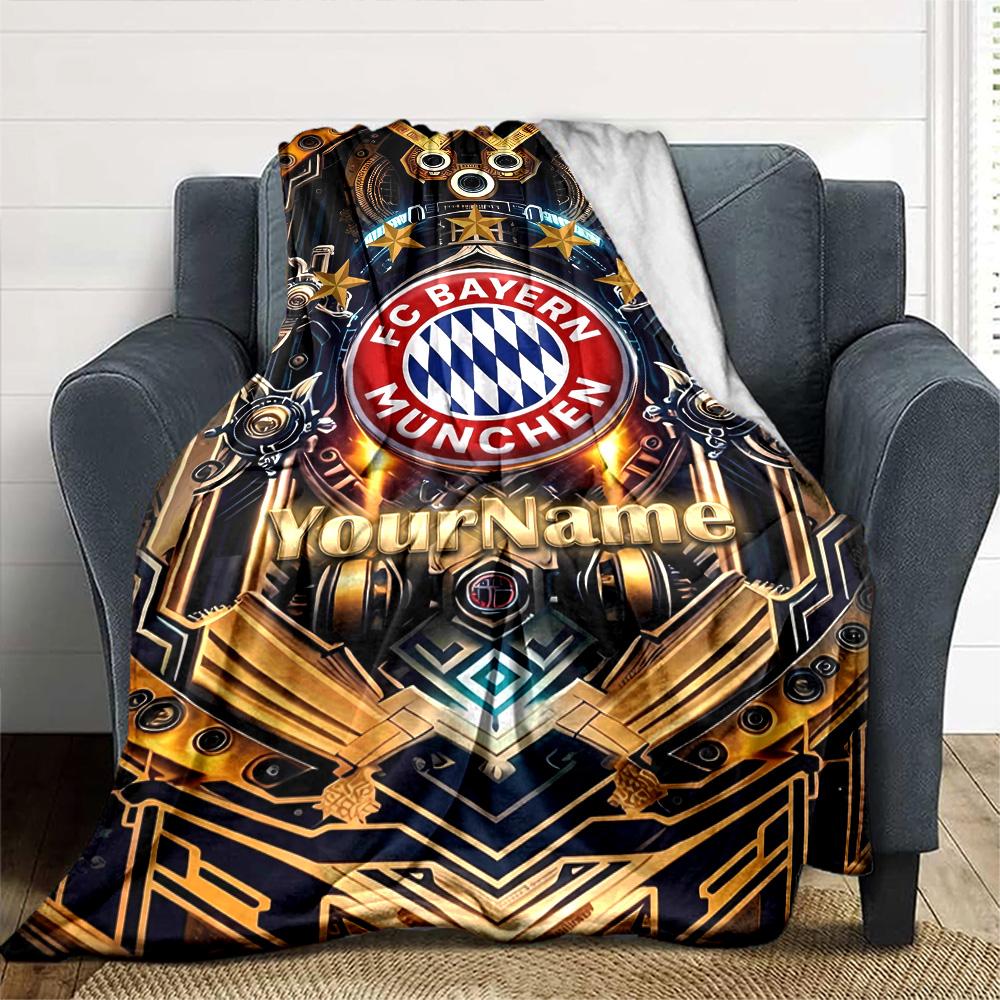 Bayern Munich Personalized Text Blanket Multi-purpose Customizable Blanket Soft Warm Cozy for Nap Bed Office Picnics Four Seasons Universal