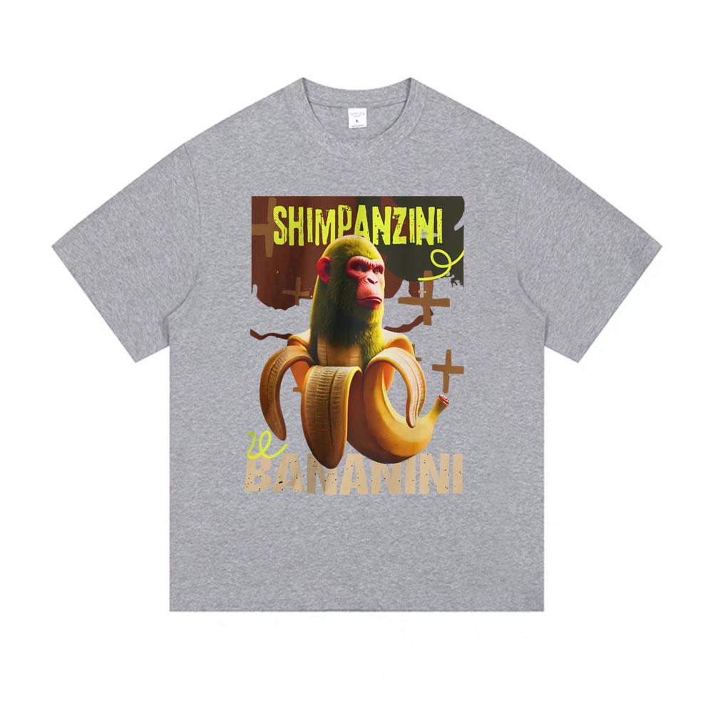 Shimpanzini Bananini Funny Banana Monkey Meme Tshirt Men Women Casual Cotton Vintage T Shirt Male Fashion Humor Short Sleeve