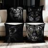 Lion, Wolf, Black Cat Tiger Patterns Printing Pillow Cover Short Plush Suitable Living Rooms Bedrooms Sofas Throw Cushion Cover