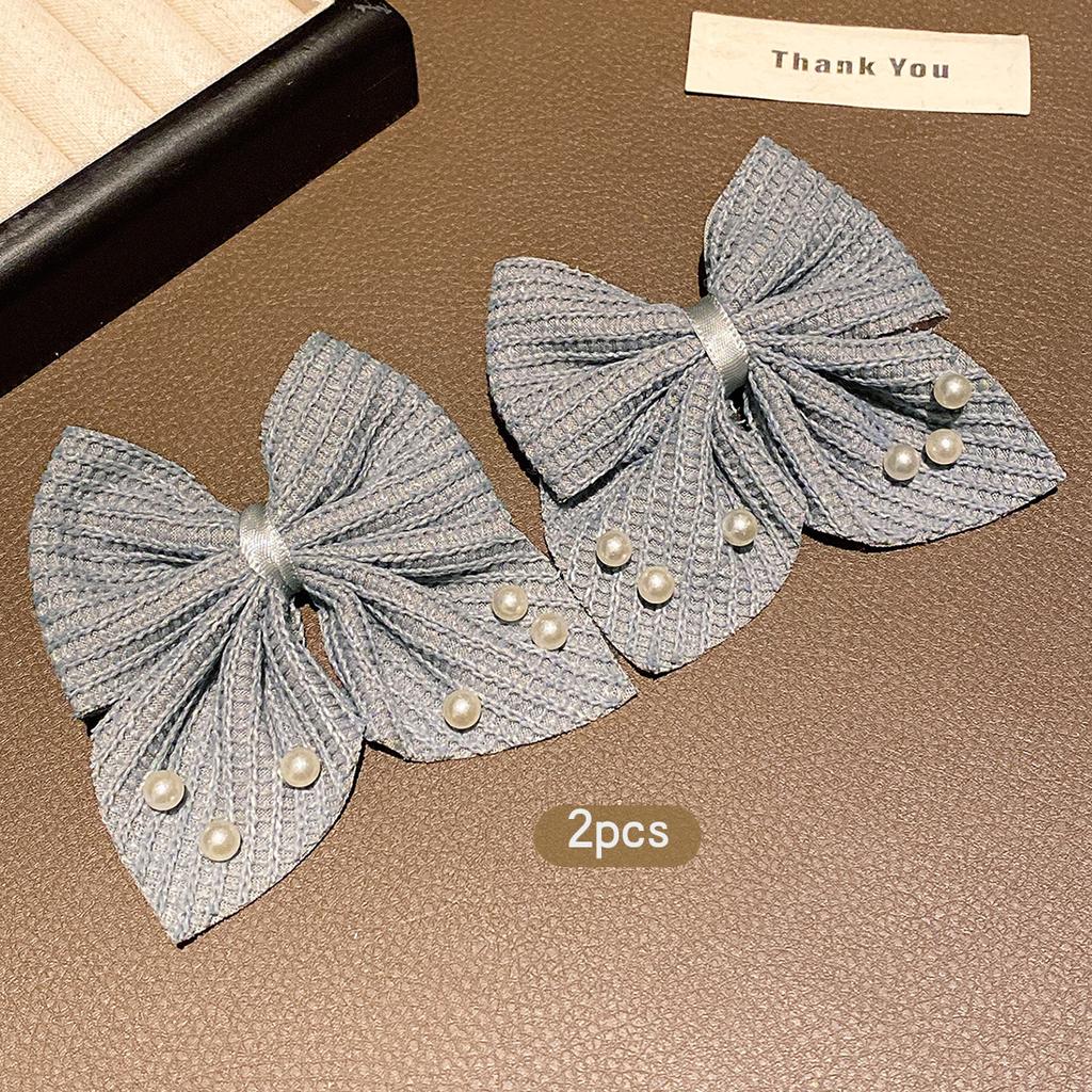 2 Gray Fashionable Bow Hair Clips Suitable for Daily Use As Hair Accessories