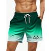 Modische Buchstabendesign-Shorts Sommer Herren Badehose Elastischer Bund Print Hola Grafiken Farbverlauf Atmungsaktiv Kurz