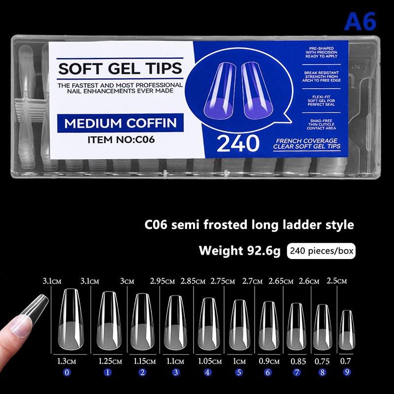 240Pcs Boxed Clear Press Fake Nails Tips Ultrathin Full Paste Fake Nails Wearing Armor Nail Tools