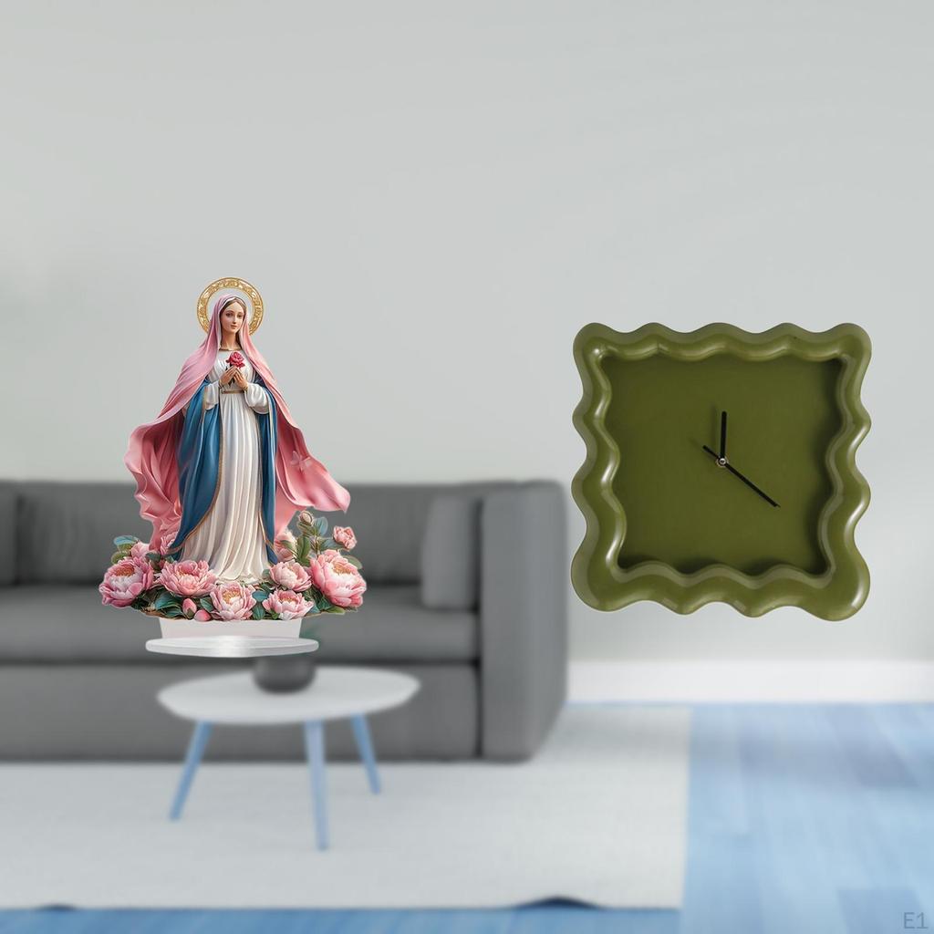 Nativity Scene Sculpture Acrylic Ornament Table Centerpiece Wall Clock Standing Decoration Smooth