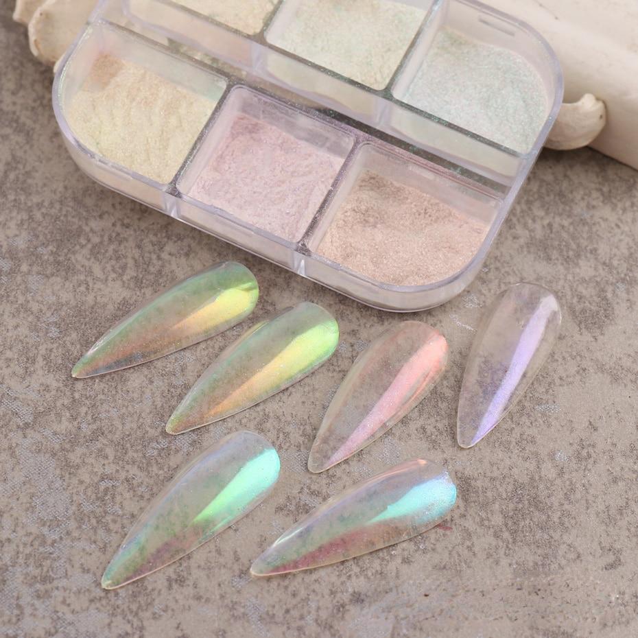 1 Pcs Mirror Nail Glitter Powder Rubbing Dust Pigment Chrome Iridescent Holographic Nail Art Decorations for Manicure