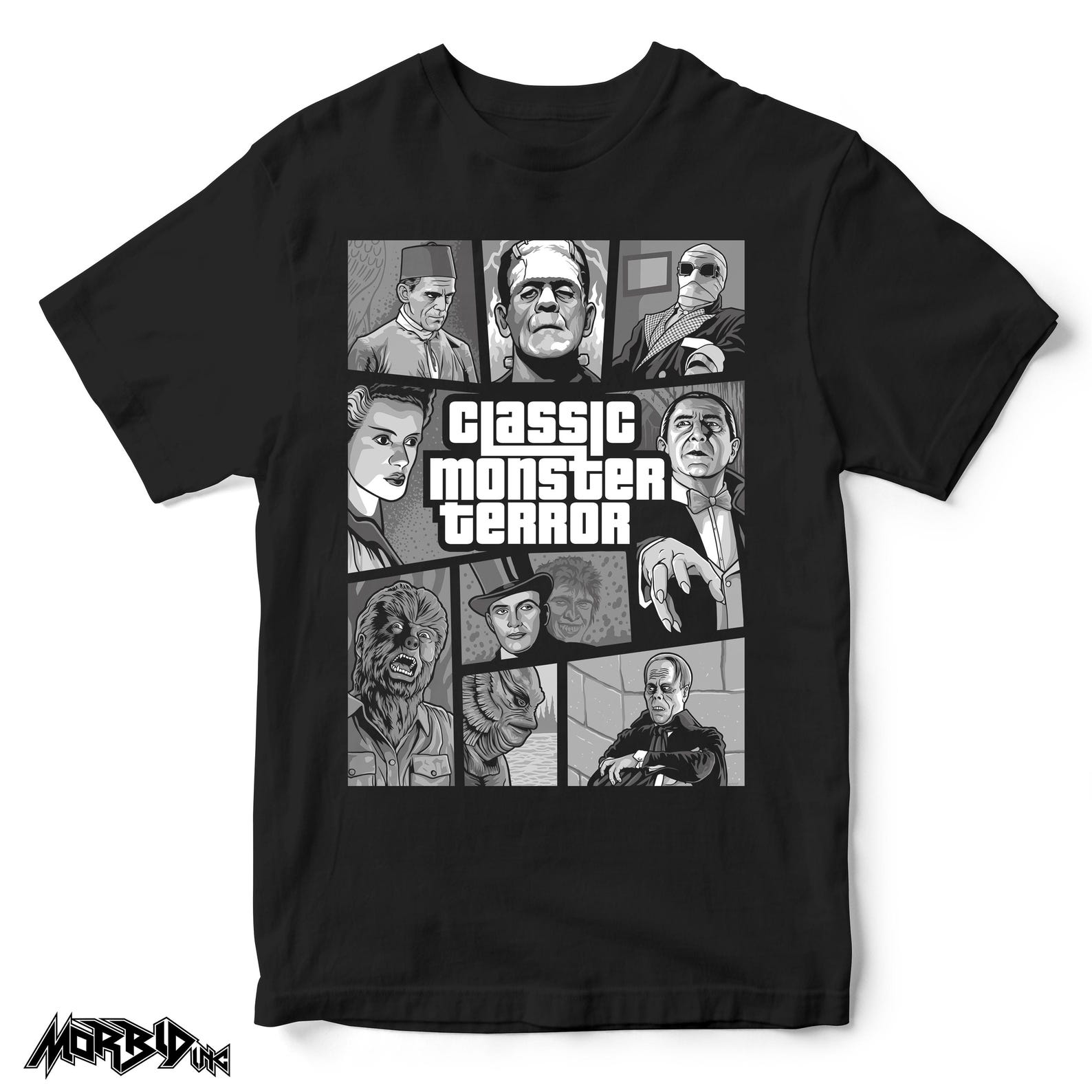 Classic Monster Terror Unisex T-Shirt - Horror Icon Movies Gaming Halloween Shirt L