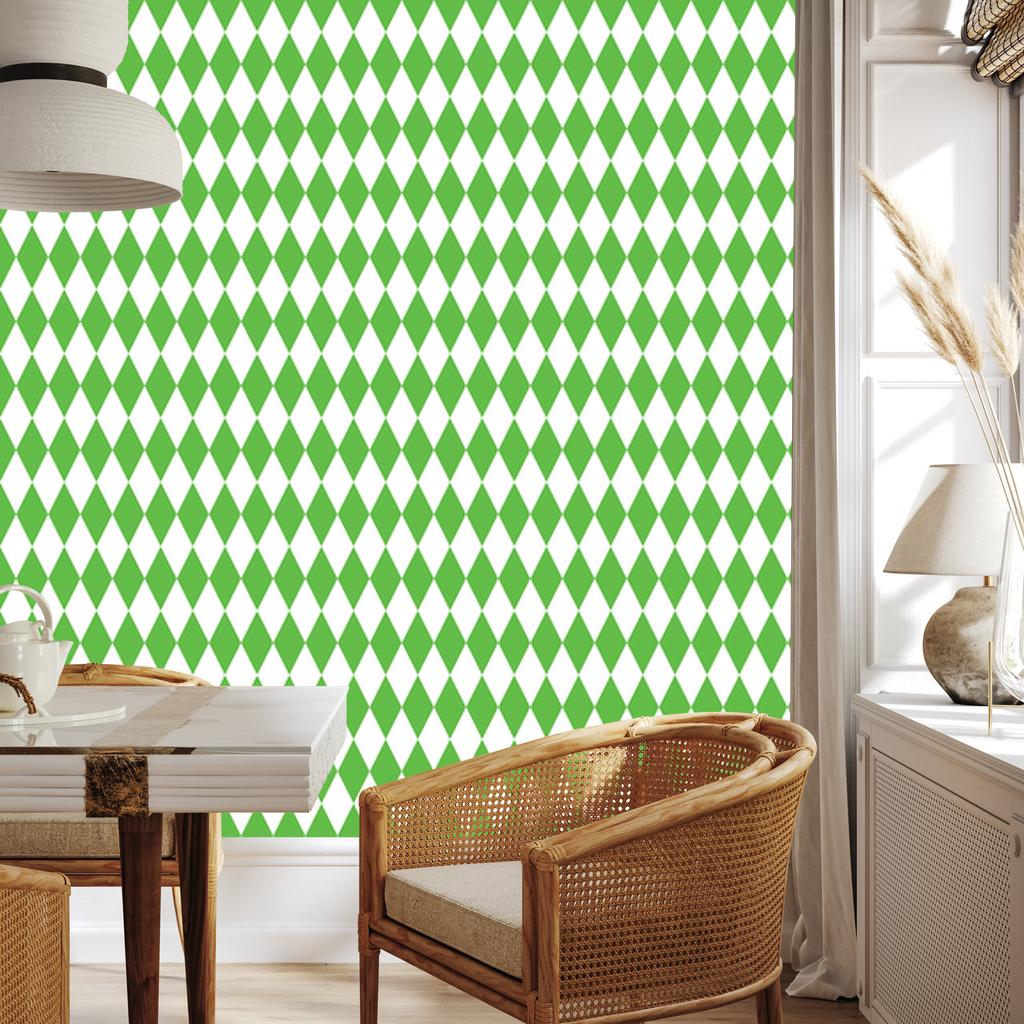 Harlequin Diamonds Wallpaper Green, White and Mint 50x1000