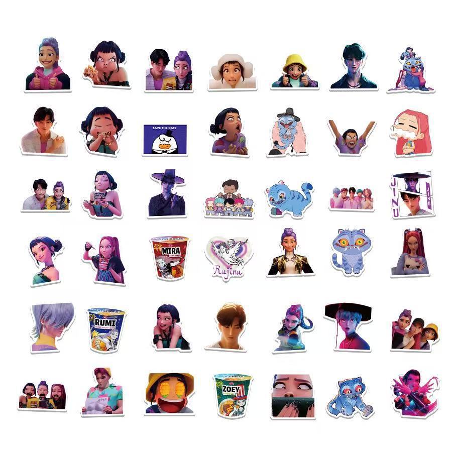 60 ks KPop Lovci démonů Vodotěsné samolepky, Korejský idol film Vinylové nálepky na láhev na vodu Laptop Telefon Vintage samolepky