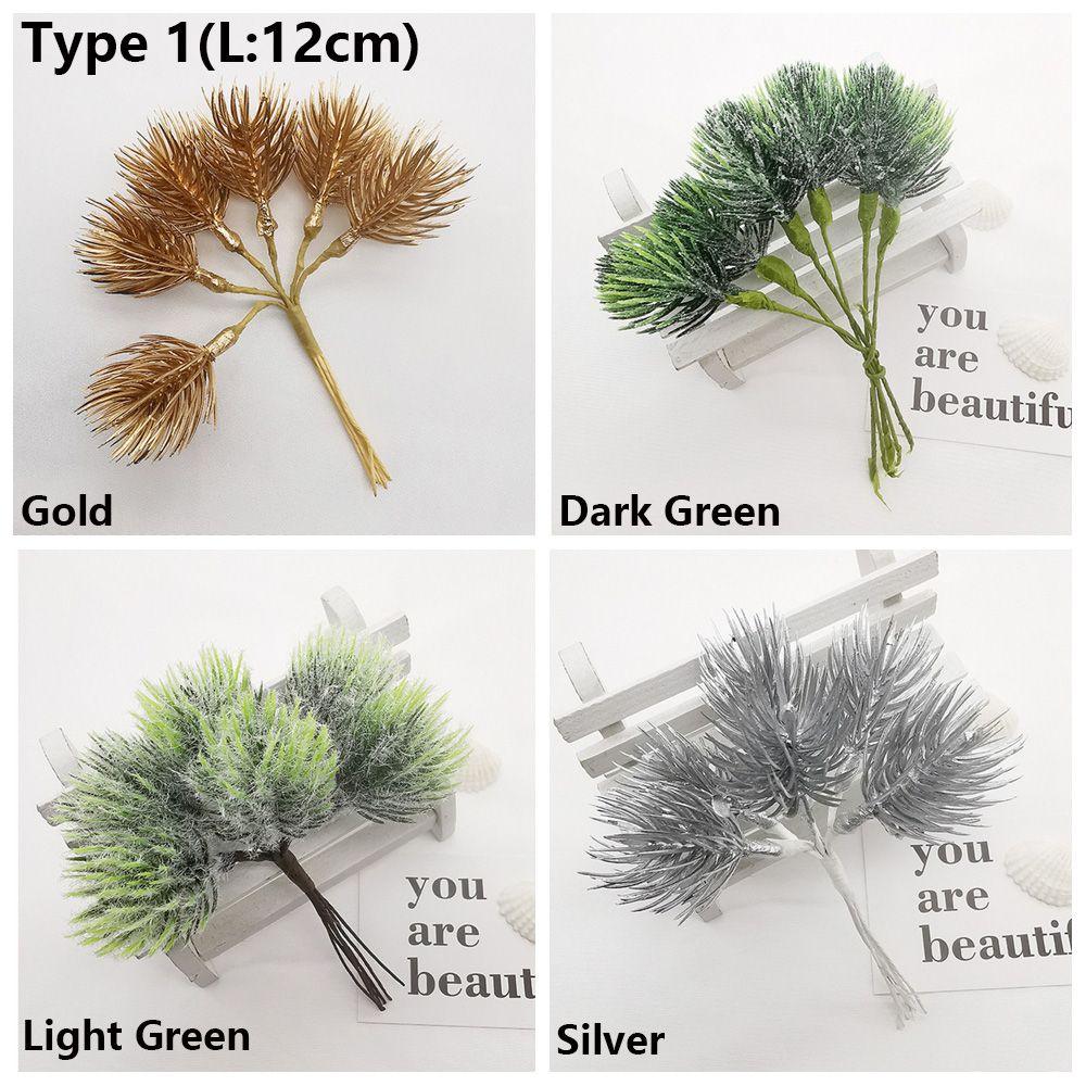 6PCS/Bundle DIY Xmas Ornament Home Decor Pine Artificial Flowers Simulation Plants Faux Grass