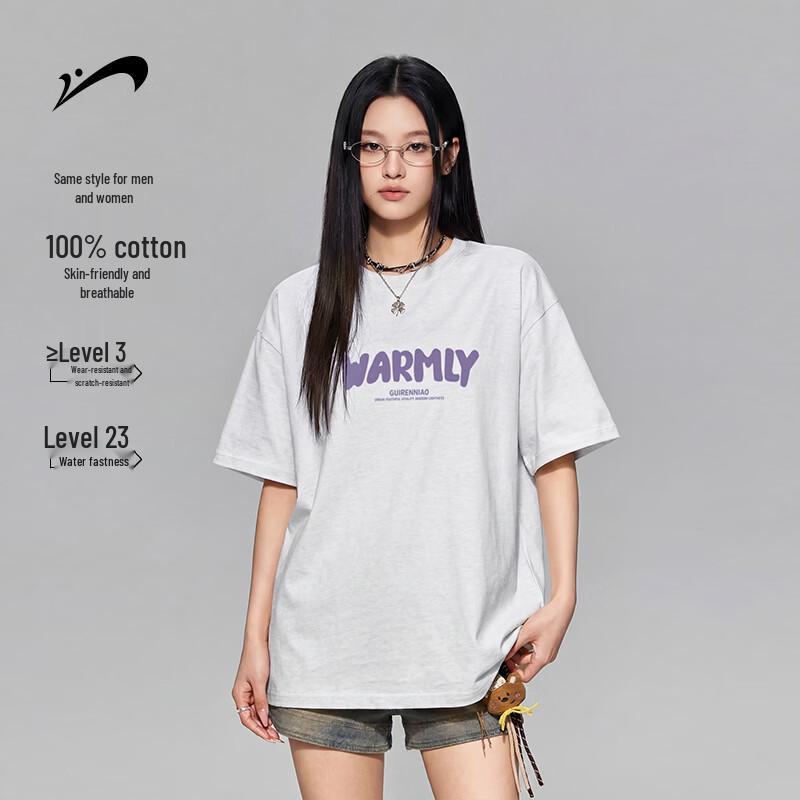 

Guirenniao Letter Print Cotton Short Sleeve T-Shirt S