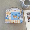 Adorable Blue Cartoon Makeup Bag: Mini Pure Cotton Coin and Earphone Pouch, Lipstick Carrier, Portable Storage.