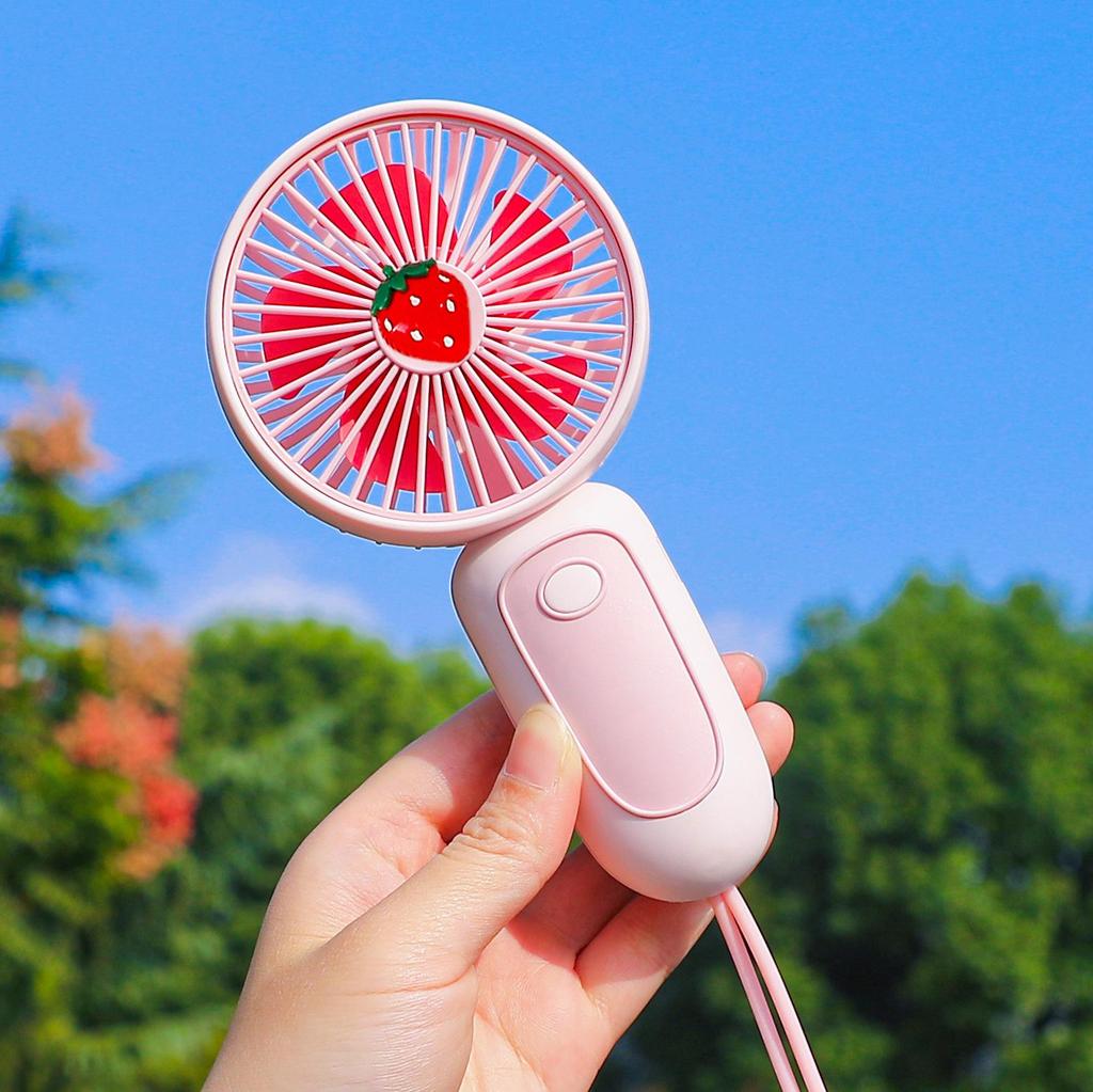 2026 USB Rechargeable Compact Handheld Lanyard Fan - Fresh Style & Portable Gift