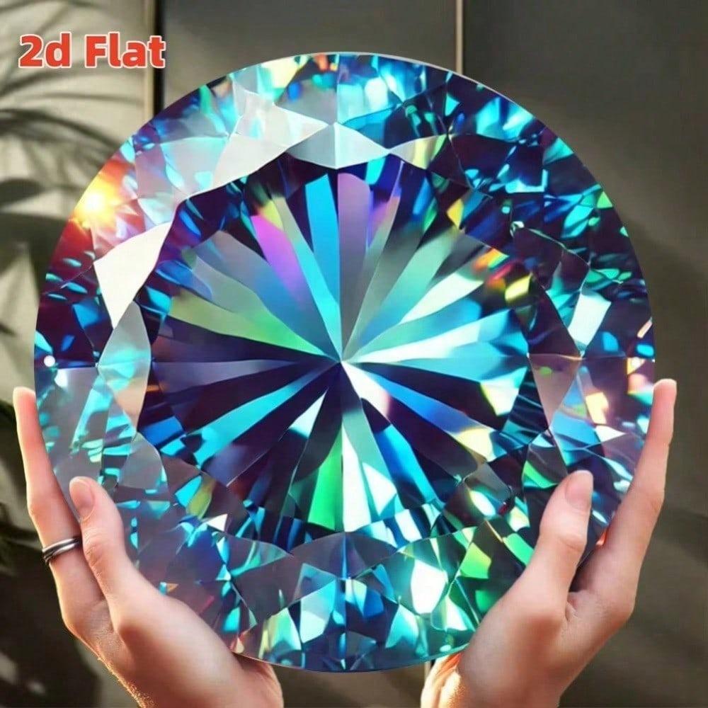 Luxury Round Metal Wall Art 7.8 Inch Diamond Shine Aluminum Home Decor for Living Room Bedroom Bathroom