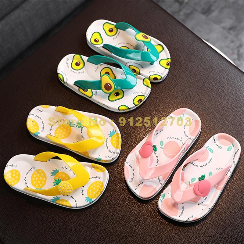 Cartoon Fruit Pattern Flip Flop Kids Summer New Slippers Baby Girls Beach Shoes Travel Children Light Portable Sandal