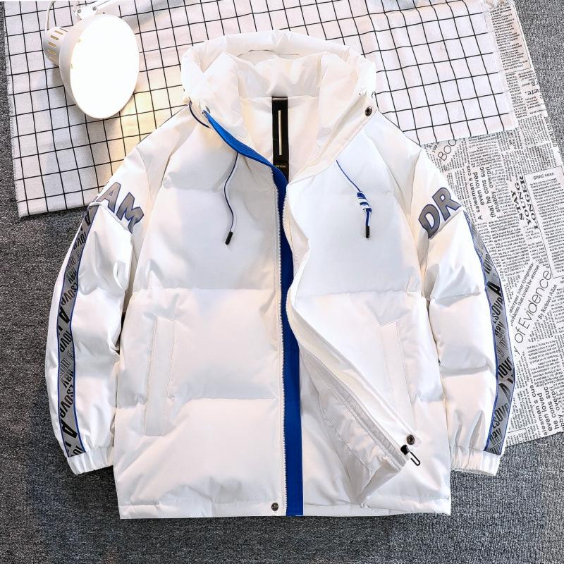 

Hooded letter striped new winter white duck down thickened warm men s and women s trendy jackets down jackets M