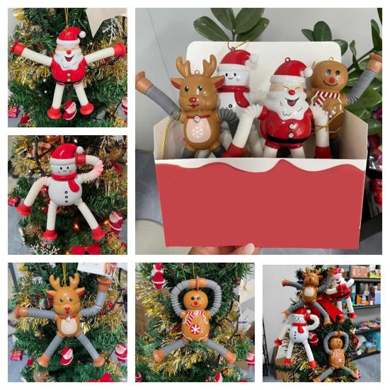 Tubi Pop di Natale Riempitivi per Calze per Bambini Piccoli Bambini Giocattolo Telescopico con Ventosa Babbo Natale/Renna Tubi Fidget Giocattolo Sensoriale per Bambine Bambini
