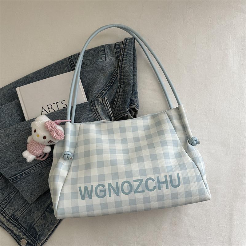 Premium Plaid Bag Women's Autumn New Commuter Armpit Bag Large Capacity Shoulder Tote Bag