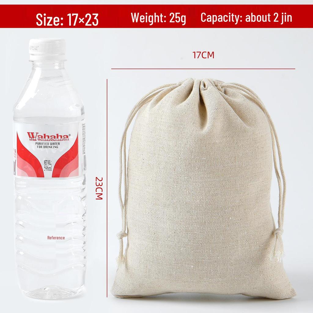 Cotton Linen Drawstring Canvas Bag, Single Layer Breathable Storage for Sundries